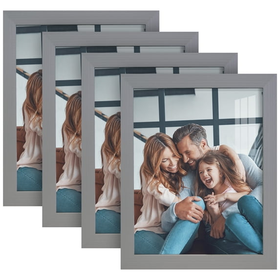 Grooved 8 in. x 10 in. Grey Picture Frame Set (Set of 4)