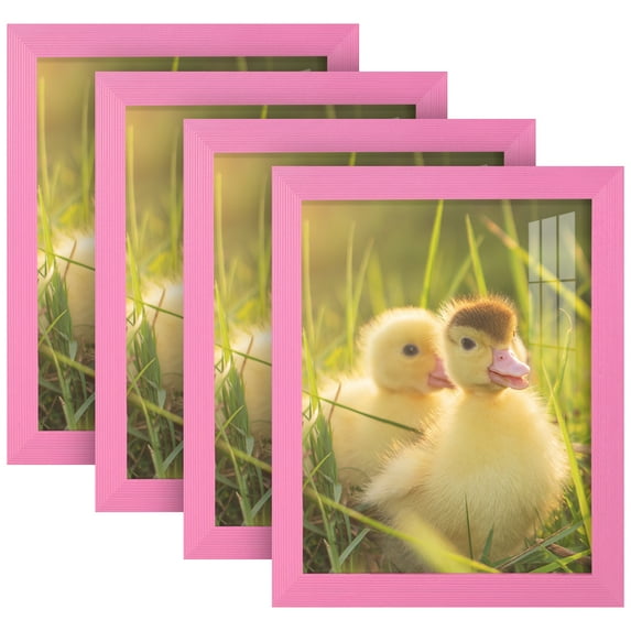 Grooved 8 in. x 10 in. Pink Picture Frame Set (Set of 4)