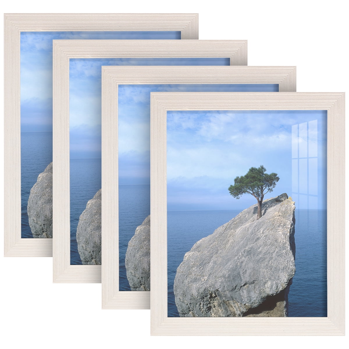 Grooved 8 in. x 10 in. White Picture Frame Set (Set of 4)