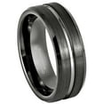 thumbnail image 1 of Grooved Center Gunmetal Tungsten Ring Men's Beveled Edge Dark Gray Tungsten Carbide Wedding Band Anniversary Ring - 977GMs8, 1 of 4