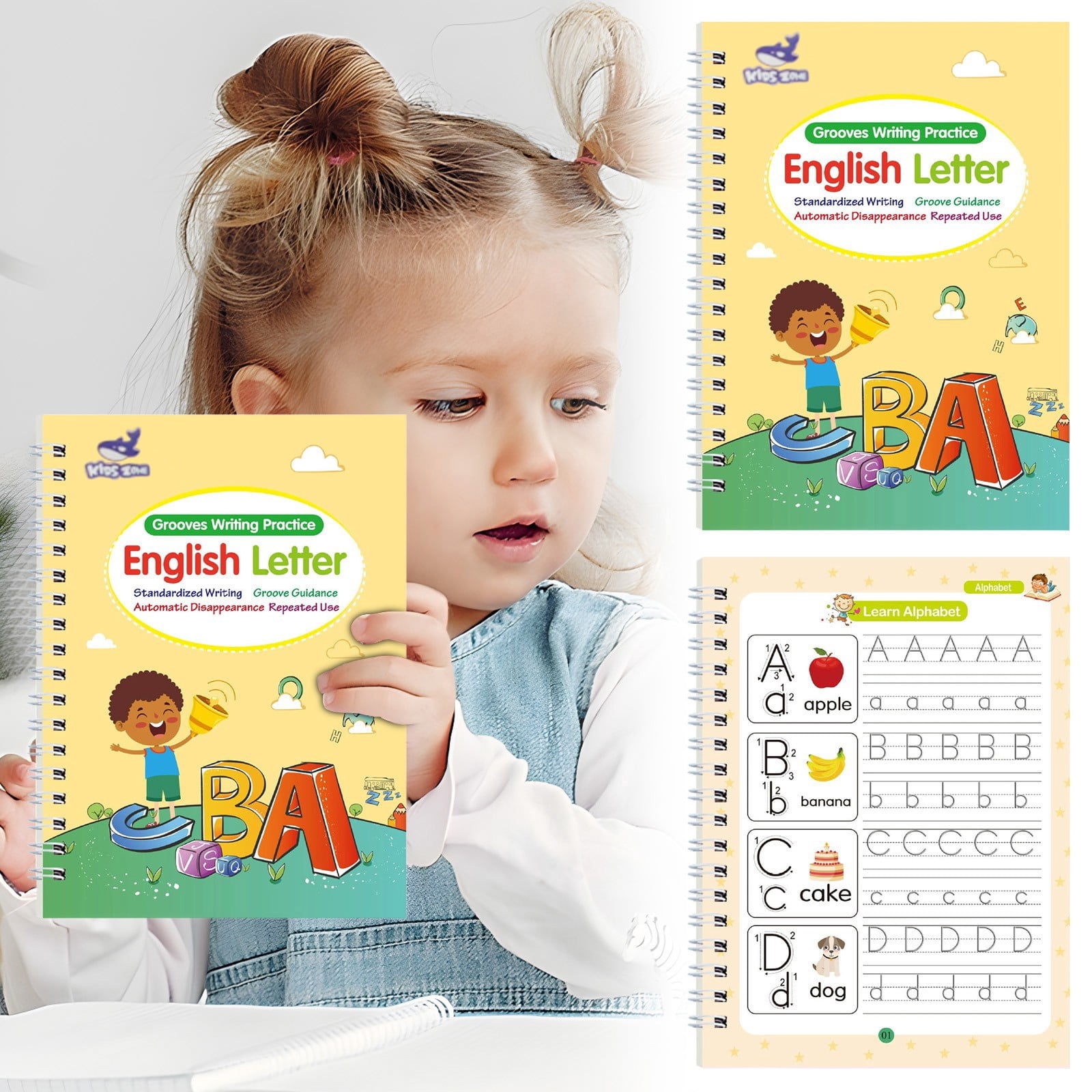 Grooved Handwriting Practice Book, Letters, Writing Workbook Reusable ...