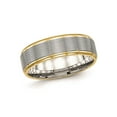 thumbnail image 1 of Gem & Harmony Grooved Stainless Steel 6mm Wedding Band Ring with Yellow Plating for Men, 1 of 6