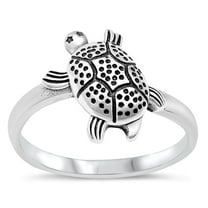 Grooved Turtle Animal Ring .925 Sterling Silver Band Jewelry Female Male Unisex Size 4