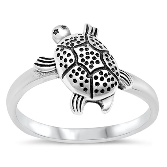 Grooved Turtle Animal Ring .925 Sterling Silver Band Jewelry Female Male Unisex Size 4