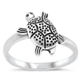 thumbnail image 1 of Grooved Turtle Animal Ring .925 Sterling Silver Band Jewelry Female Male Unisex Size 7, 1 of 4