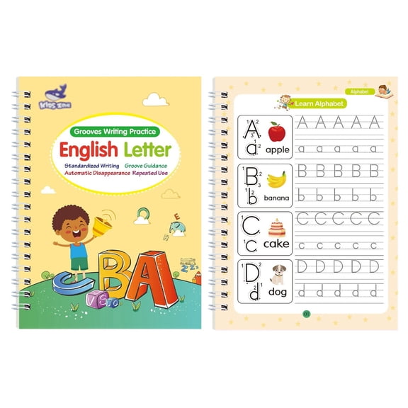Grooved Writing Books, Handwriting Practice Book, Reusable Writing Workbook, Magic Copybook, Magic Writing Practice Copy Books, Number Alphabet Tracing Educational Workbook