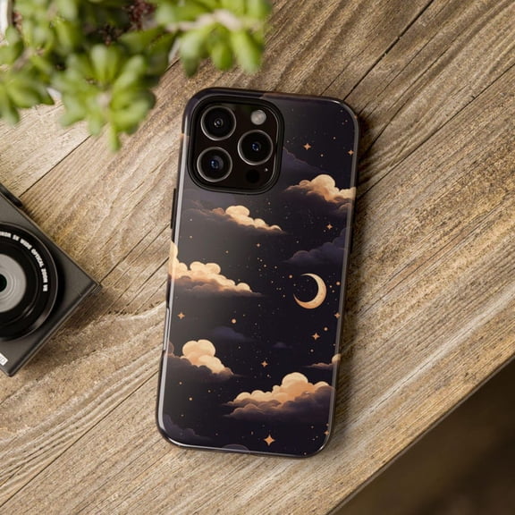 Groovie Commerce Night Stars & Moon Phone Case – Tough & Glossy | iPhone 16-11 Pro Max