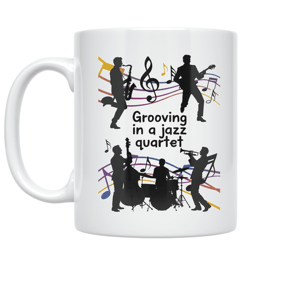 Grooving in a Jazz Quartet - Jazz Music Lover - 11 oz Ceramic Coffee Mug