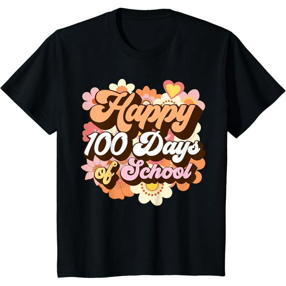 Groovy 100 Days of School Teacher Kids Retro Happy 100th Day T-Shirt