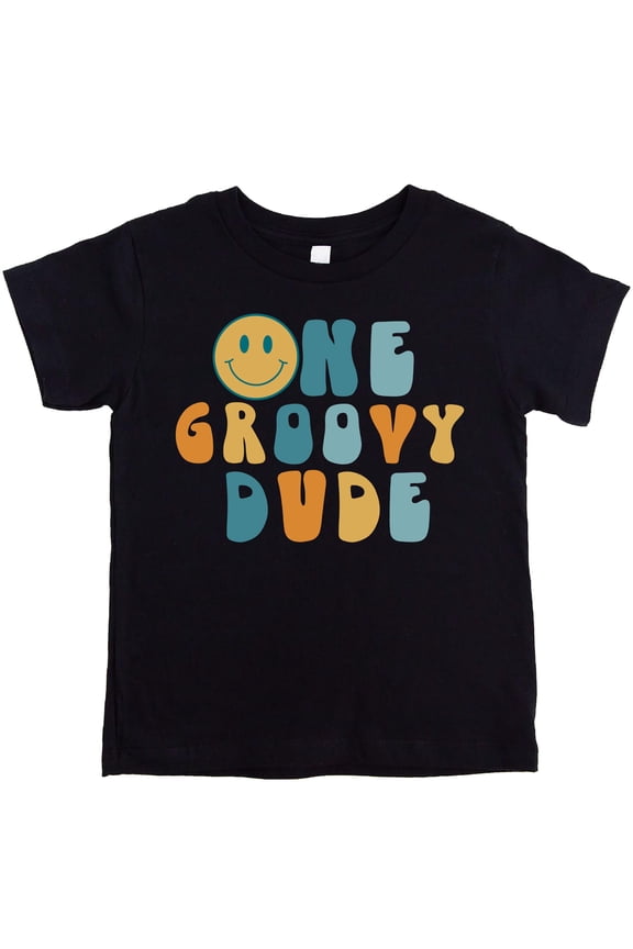 Groovy 1st Birthday Shirt for Infant Baby Boys Groove Dude Adorable First Birthday Outfit Black Shirt 12 Months