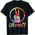 thumbnail image 1 of Groovy 70's Tie Dye Shirt, Vintage 70s Tee, Retro 70's Shirt T-ShirtMen and women, Black T-shirt, size: Extra large, 1 of 4