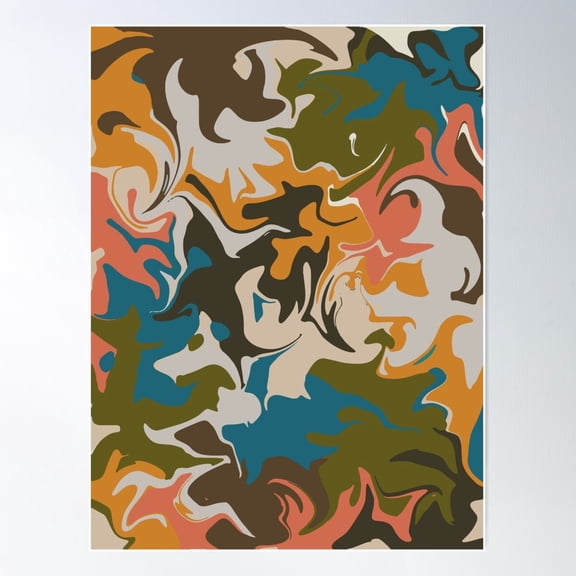 Groovy Abstract Art - Deep Autumn (Seasonal Color Palette) Poster Wall Art, Modern Wall Decor For Living Room Bedroom, 8x12 UNFRAMED