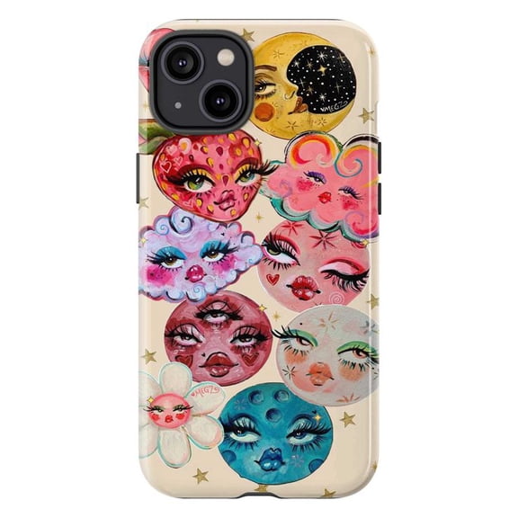 Groovy Aesthetic Art Phone Case, Psychedelic Funky Faces Design for iPhone 17 16 15 14 13 12 11 Pro Max Plus Mini