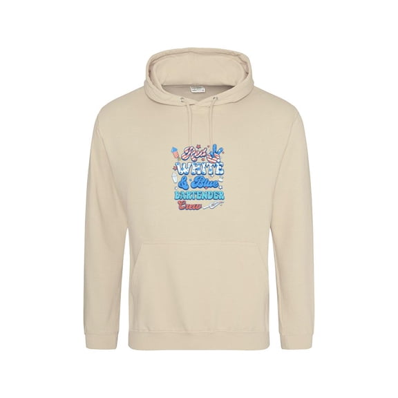 Groovy Bartender Crew 4th Of July Patriotic USA American Bar Staff Retro Hoodie Unisex, up to 5XL