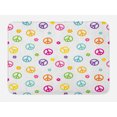 thumbnail image 1 of Groovy Bath Mat, Peace Symbol Lifestyle Sign Slogan Celebration Merry Jolly Happy Theme Artful Design, Non-Slip Plush Mat Bathroom Kitchen Laundry Room Decor, 29.5 X 17.5 Inches, Multicolor, Ambesonne, 1 of 2