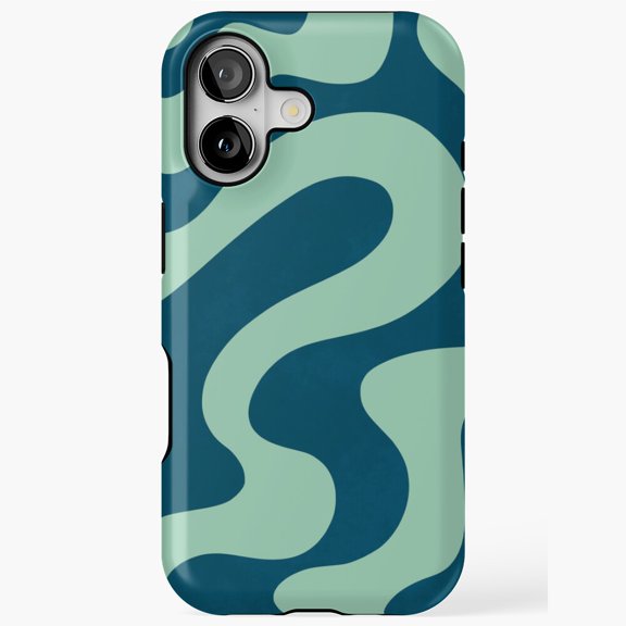 Groovy Blue Liquid Swirl Retro Abstract Artistic Pattern Phone Case 17 16 15 14 13 12 11 Pro Max