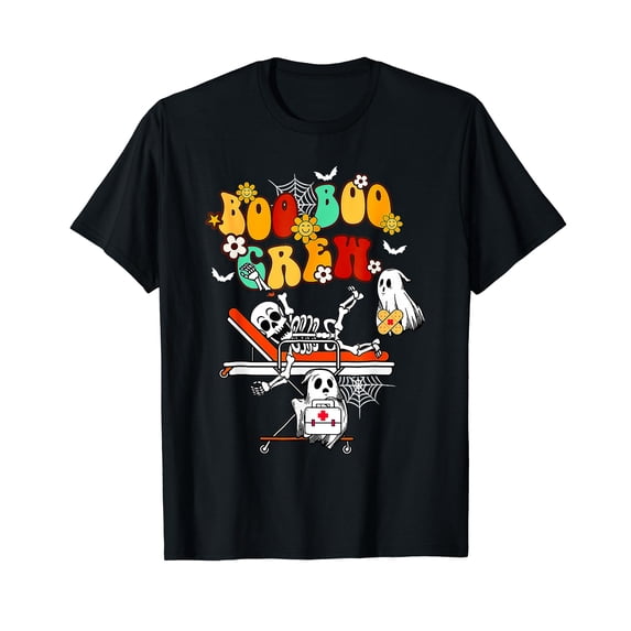 Groovy Boo Boo Crew Cute Ghost Skeleton Halloween Nurse T-Shirt