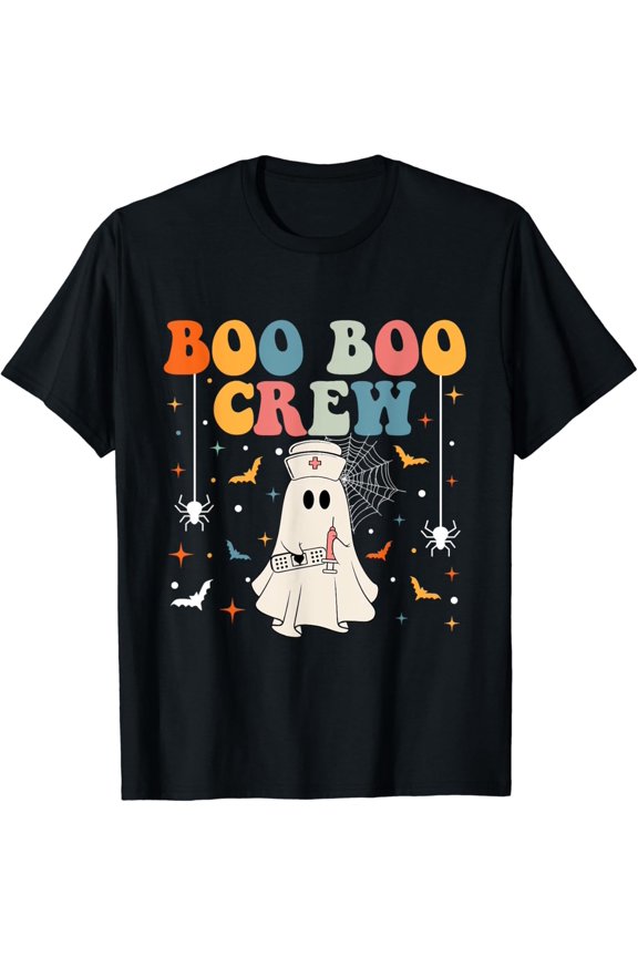 Groovy Boo Boo Crew For Cna Er Rn Lpn Funny Halloween Nurse T-Shirt