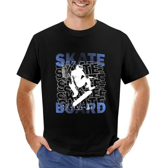 SKATEBOARD Grunge Design Men’s Graphic T-shirt Vintage Short Sleeve Sport Tee Black L