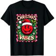 thumbnail image 1 of Groovy Christmas Vibes Smile Face Santa Hat Xmas T-Shirt for Men and Women, 1 of 4