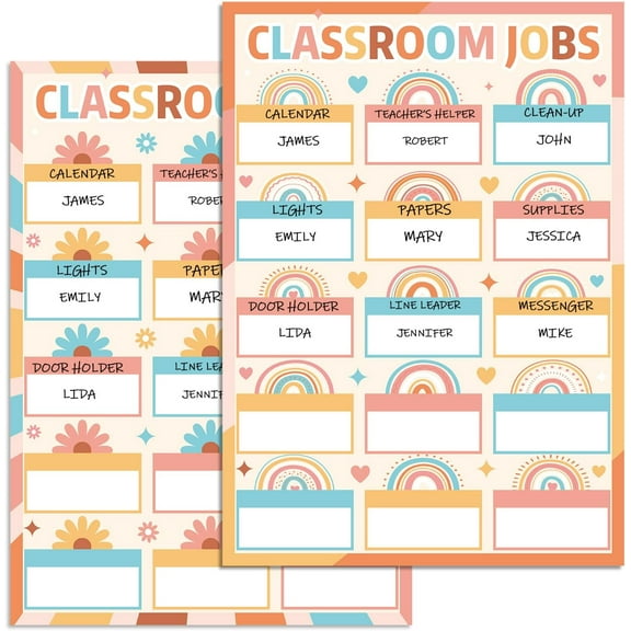 Groovy Class Jobs Chart For Classroom Retro Themed Class Jobs Bulletin Board Decor Teacher's Helper Chalkboard Poster Classroom Wall Decoration Supplies for Back to School