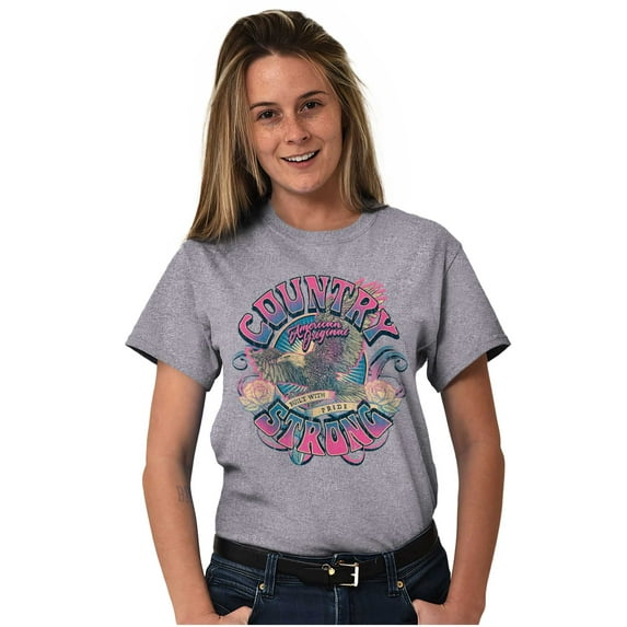 Groovy Country Built With Pride Eagle Women's Graphic T Shirt Tees Brisco Brands L