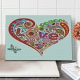 thumbnail image 1 of Groovy Cutting Board, Hippie Heart Shape Colorful Flowers Butterfly Springtime Happy Days Design, Decorative Tempered Glass Cutting and Serving Board, Large Size, Multicolor, by Ambesonne, 1 of 5