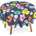 thumbnail image 1 of Groovy Daisy Dots 60 Inch Round Tablecloth,Retro Hippie Floral Table Cloth Waterproof Stain and Wrinkle Resistant Circle Table Cover for Kitchen Dining Picnic Camping Indoor Outdoor Decor, 1 of 6