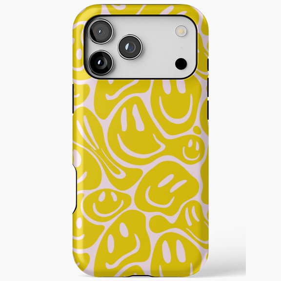 Groovy Distorted Smiley Face Pattern for iPhone Case 11 through 17 Pro Max