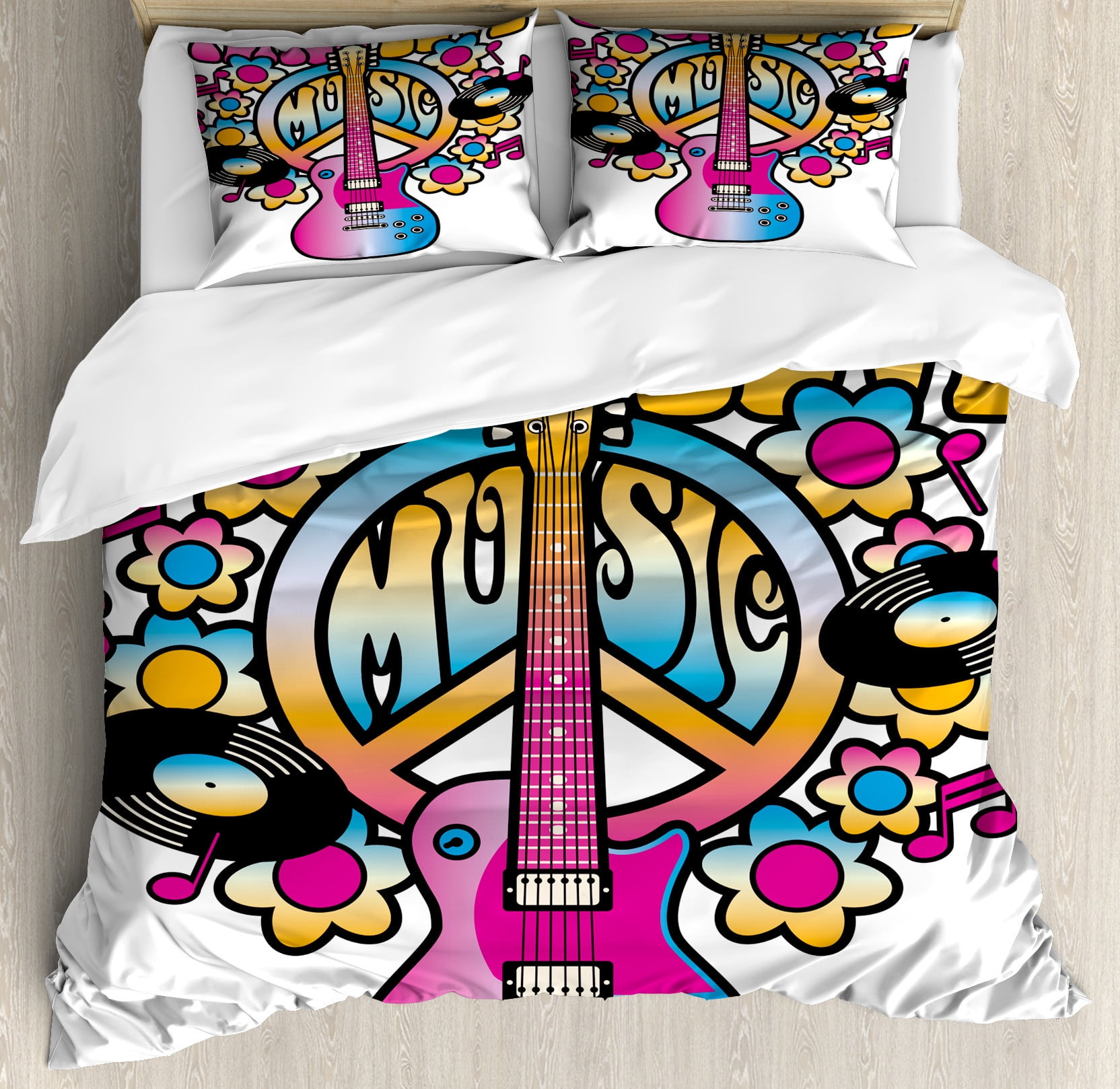 Guitar Print Pattern Duvet Cover Bedding Set