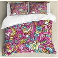 thumbnail image 1 of Groovy Duvet Cover Set, Psychedelic Complex Funky Pastel Patterns with Stars Back to 60s Style Retro, Decorative 3 Piece Bedding Set with 2 Pillow Shams, King Size, Multicolor, by Ambesonne, 1 of 3