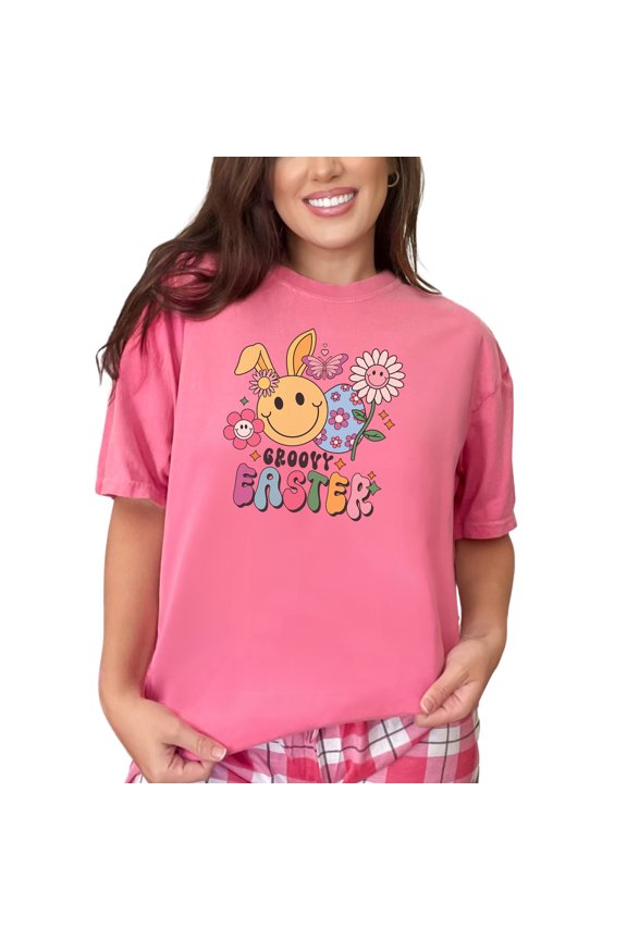Groovy Easter with 90s Retro Art, Favor, Souvenir or, Crunchberry Comfort Colors T-Shirt, Medium