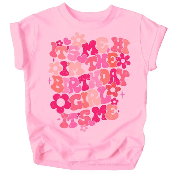 Groovy Floral It's Me, Hi It's My Birthday It's Me Girl's Birthday Shirt Pink Shirt Youth Small