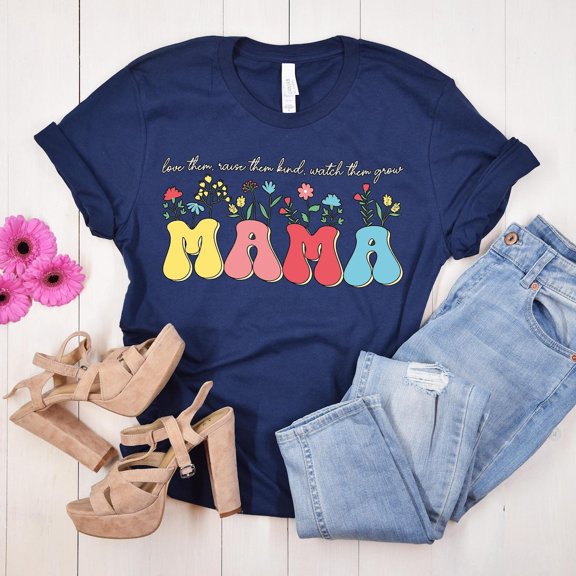 Groovy Floral Mama Retro Mom Gift T-Shirt