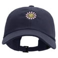 thumbnail image 1 of Groovy Flower Embroidered Dad Style Unstructured Low Profile 6 panel Cotton Cap - Navy OSFM, 1 of 5