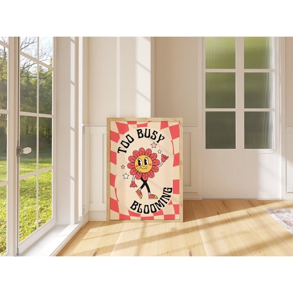 Groovy Flower Illustration Retro Wall Art 70s Funky Decor, Unframed Paper Print Size 8x12