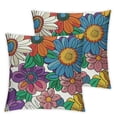 thumbnail image 1 of Groovy Flower Square Cushion Covers Set of 1 Retro Floral Boho Psychedelic Reversible Throw Pillow Covers for 70S Hippie Flowers Throw Pillowcases for Sofa Couch Chair Decor, 1 of 7
