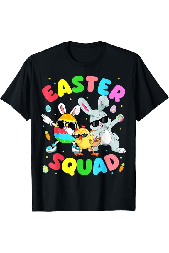 Groovy Funny Rabbit Egg Chick Easter Squad Day Mens T-Shirt