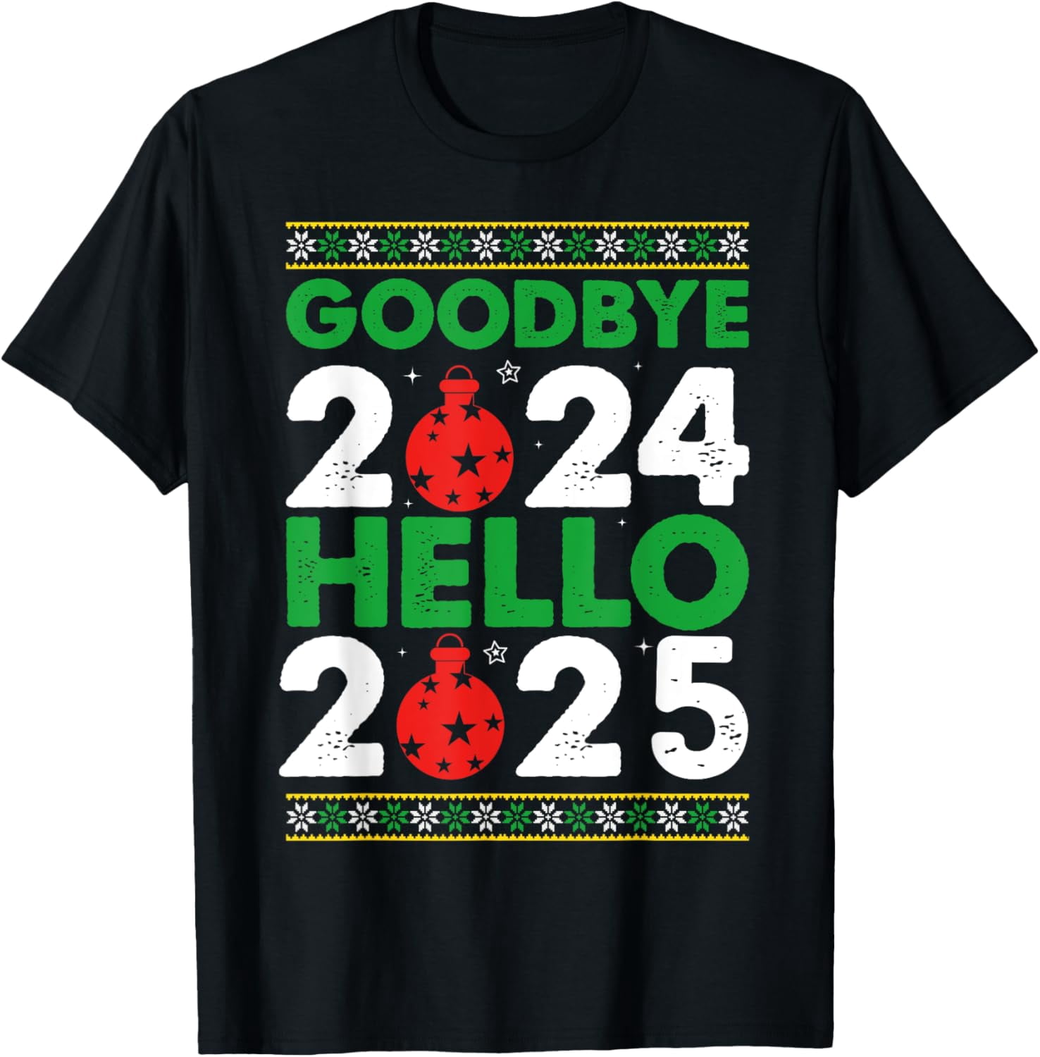Groovy Goodbye 2024 Hello 2025 Christmas Happy New Year T-Shirt ...