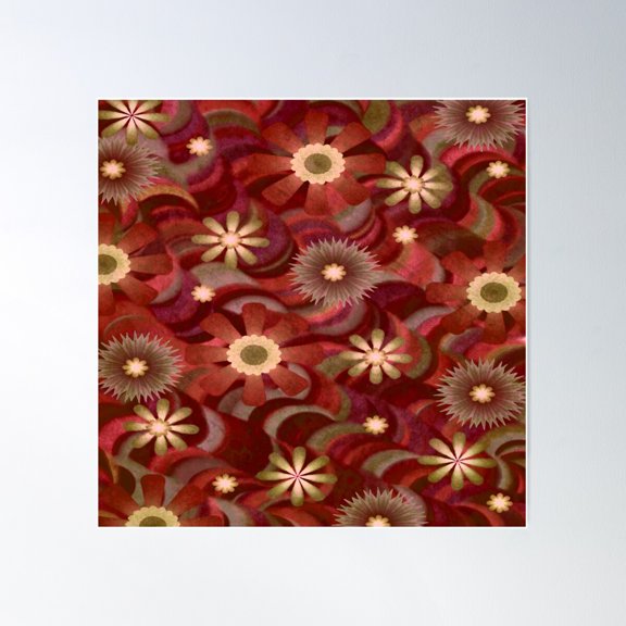 Groovy Grunge Flowers -4 Poster Wall Art, Modern Wall Decor For Living Room Bedroom, 30x30 UNFRAMED