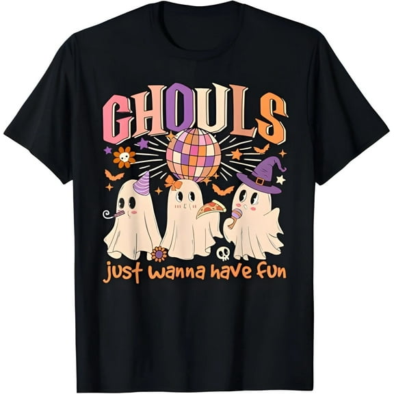 Groovy Halloween Ghouls Just Wanna Have Fun Dancing Ghost T-Shirt