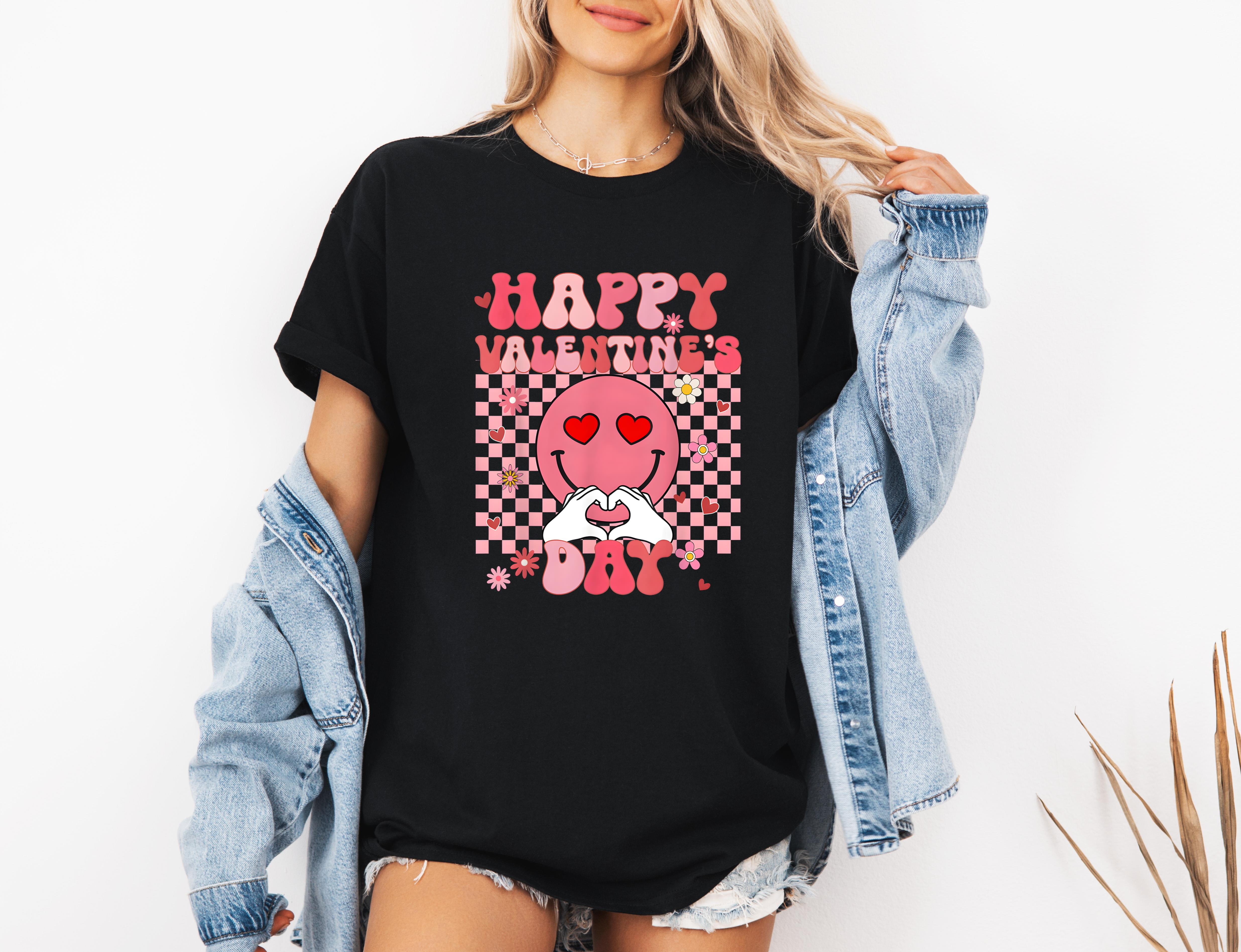 Groovy Happy Valentine's Day Shirt, Couples Matching Tee, Retro 