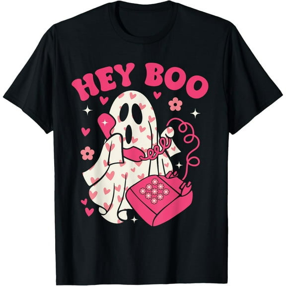 Groovy Hey Boo Cute Ghost Funny Halloween Mens Womens Kids T-Shirt