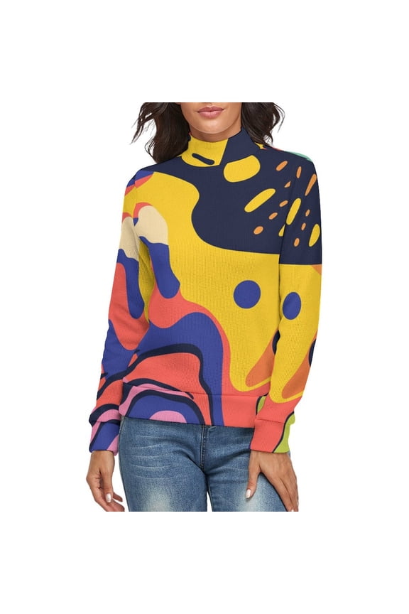 Groovy Hippie 60s Women's Turtleneck Sweater Long Sleeve Ribbed Fitted Turtle Neck Casual Fall Winter Collection Top L