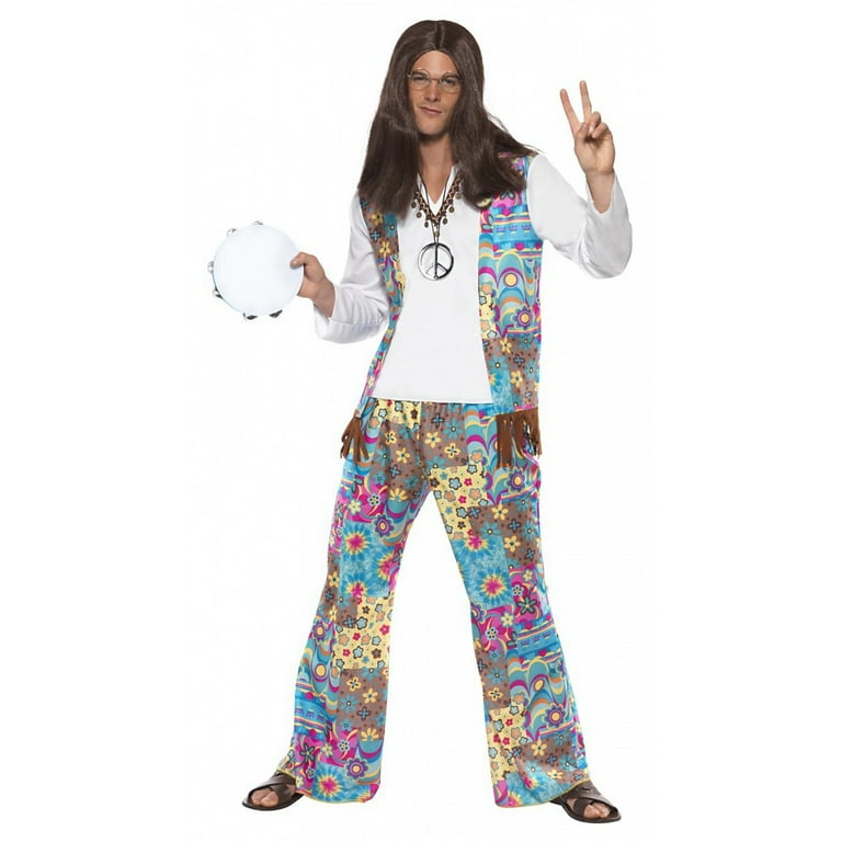 Groovy Hippie Costume Adult Blue Floral Groovy Hippie Costume Adult Blue Floral
