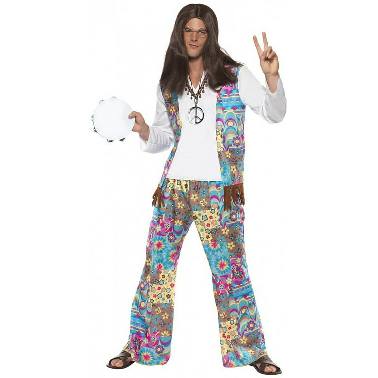 Groovy Hippie Costume Adult Blue Floral Groovy Hippie Costume Adult Blue Floral
