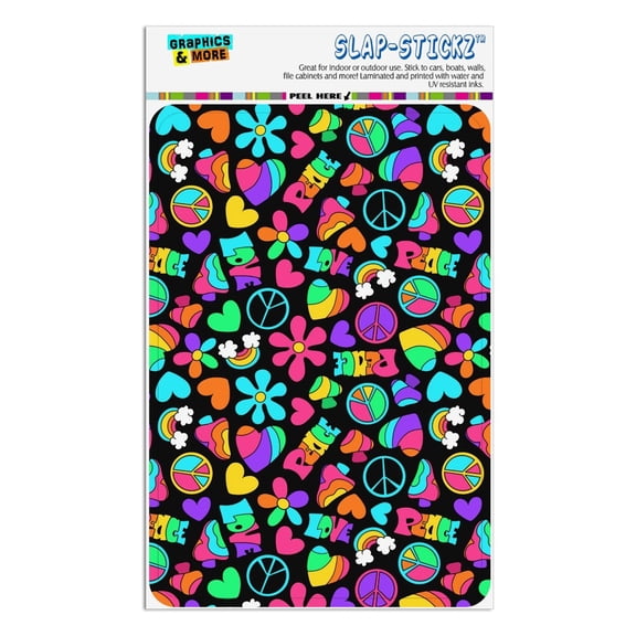 Groovy Hippie Peace and Love Pattern Home Business Office Sign