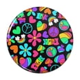 thumbnail image 1 of Groovy Hippie Peace and Love Pattern Pinback Button Pin, 1 of 4