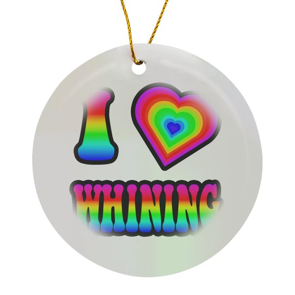 3drose, Groovy Hippie Rainbow I Heart Love Whining, Circle Porcelain Ornament