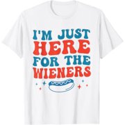 Groovy Hot Dog I'm Just Here For The Wieners 4th Of July T-Shirt, Vintage Birthday Gift